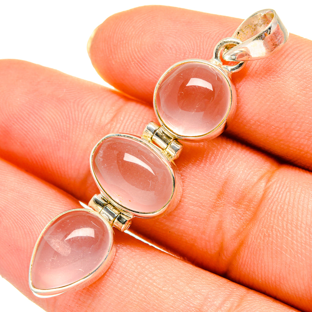 Rose Quartz Pendants handcrafted by Anasilvercos - PD10679