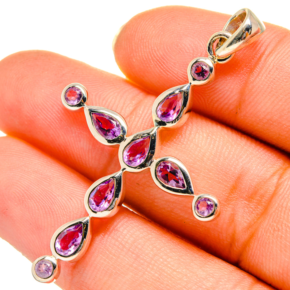 Amethyst Cross Pendants handcrafted by Anasilvercos - PD10681