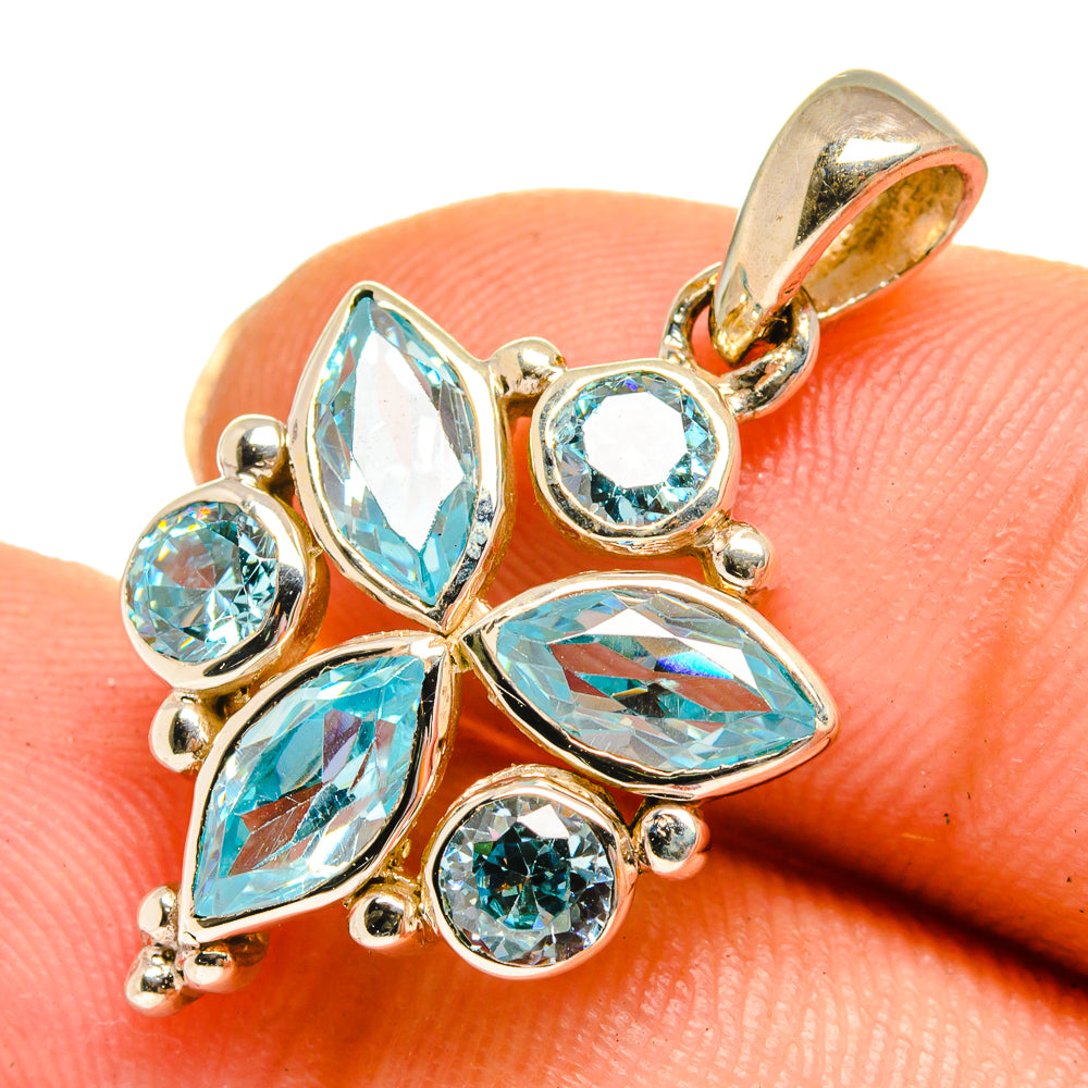 Blue Topaz Pendants handcrafted by Anasilvercos - PD10689
