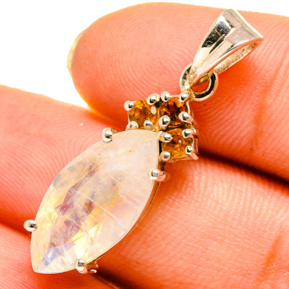 Rainbow Moonstone Pendants handcrafted by Anasilvercos - PD10691