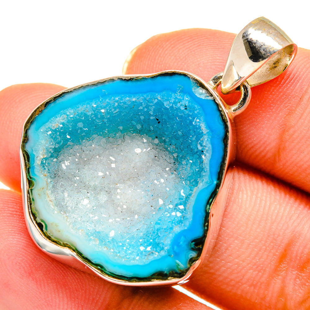 Blue Geode Slice Pendants handcrafted by Anasilvercos - PD10704
