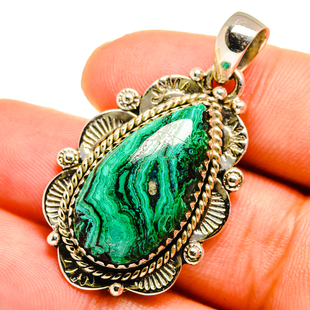 Malachite In Chrysocolla Pendants handcrafted by Anasilvercos - PD10752