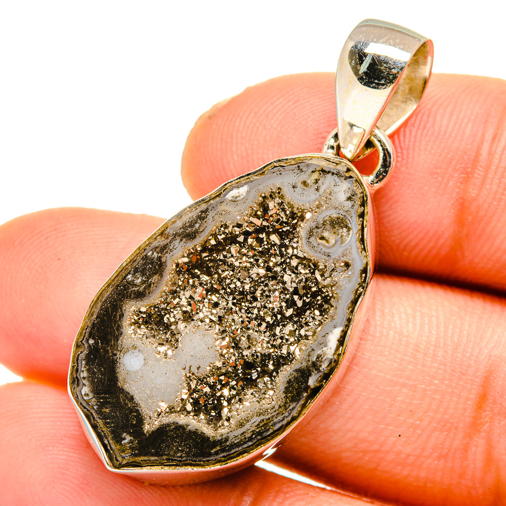 Pyrite Druzy Pendants handcrafted by Anasilvercos - PD10776