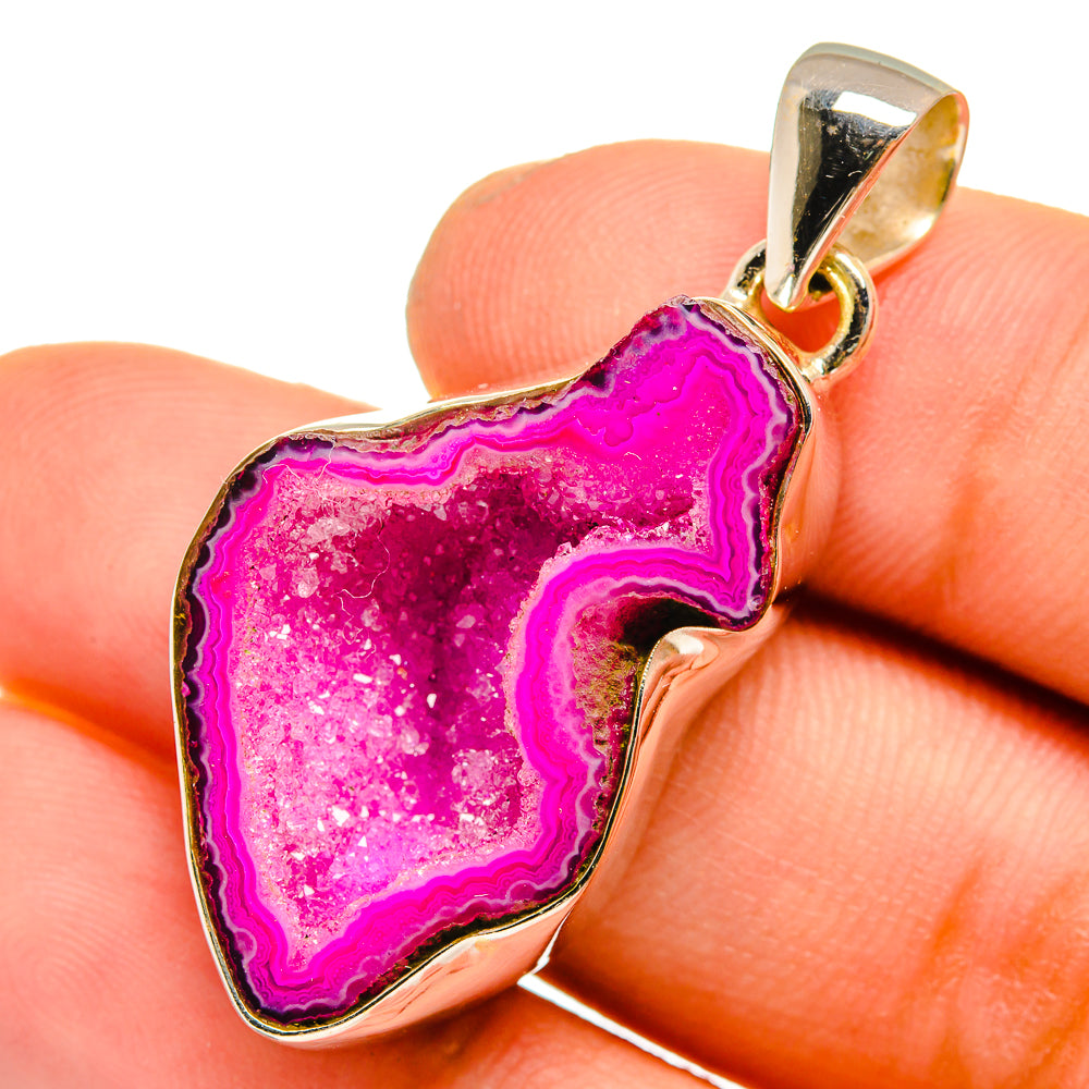 Pink Geode Slice Pendants handcrafted by Anasilvercos - PD10852