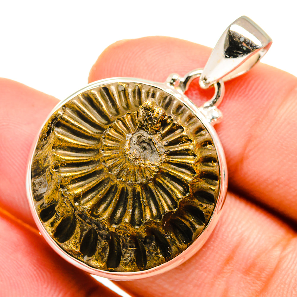 Pyrite Fossil Pendants handcrafted by Anasilvercos - PD10940