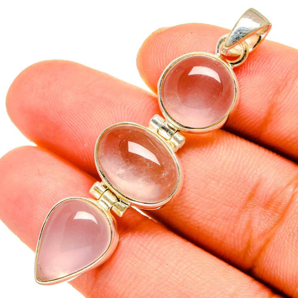 Rose Quartz Pendants handcrafted by Anasilvercos - PD10968