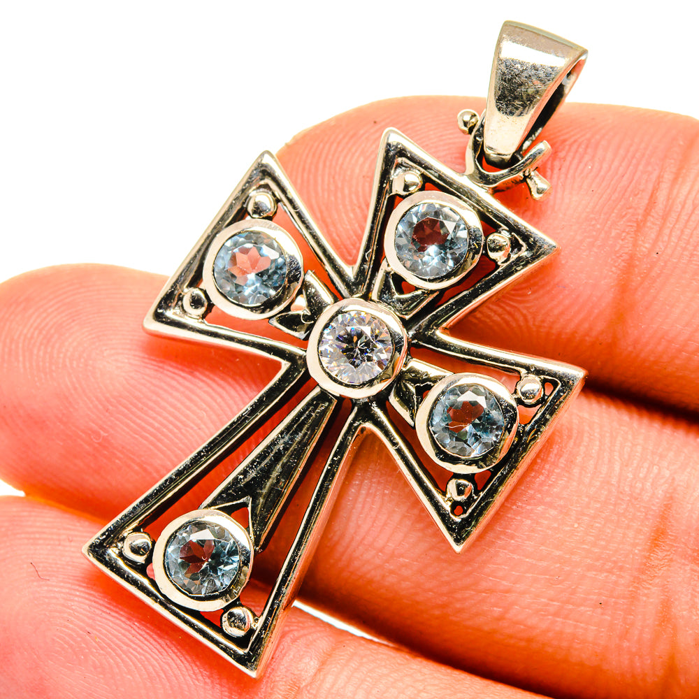 Blue Topaz Pendants handcrafted by Anasilvercos - PD10985