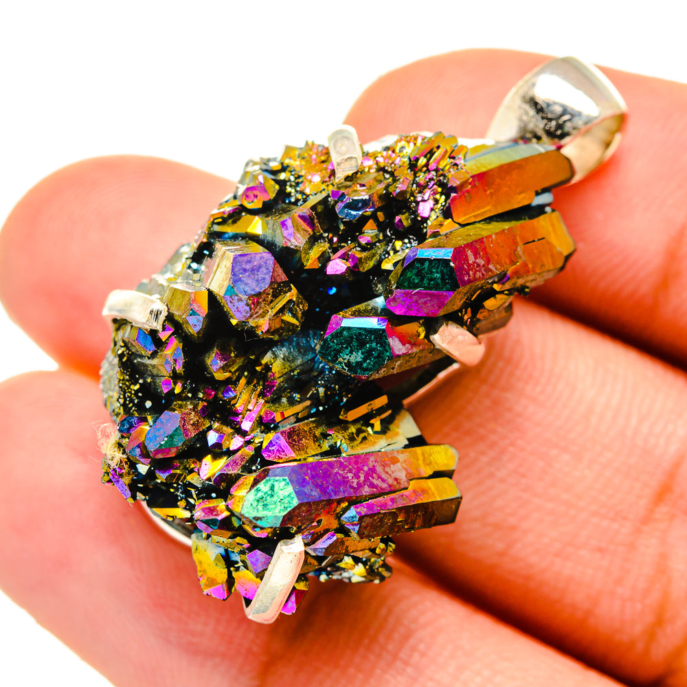 Titanium Sunshine Druzy Pendants handcrafted by Anasilvercos - PD10988