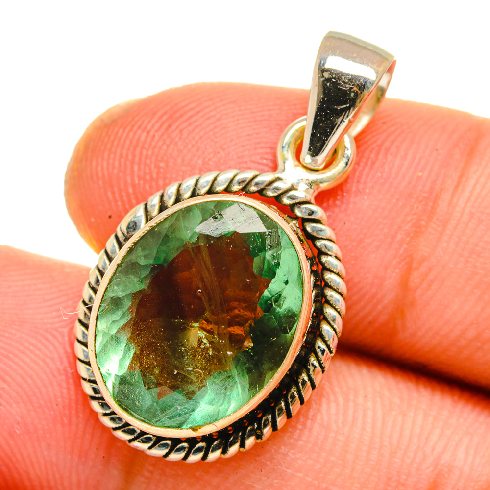 Green Fluorite Pendants handcrafted by Anasilvercos - PD11012