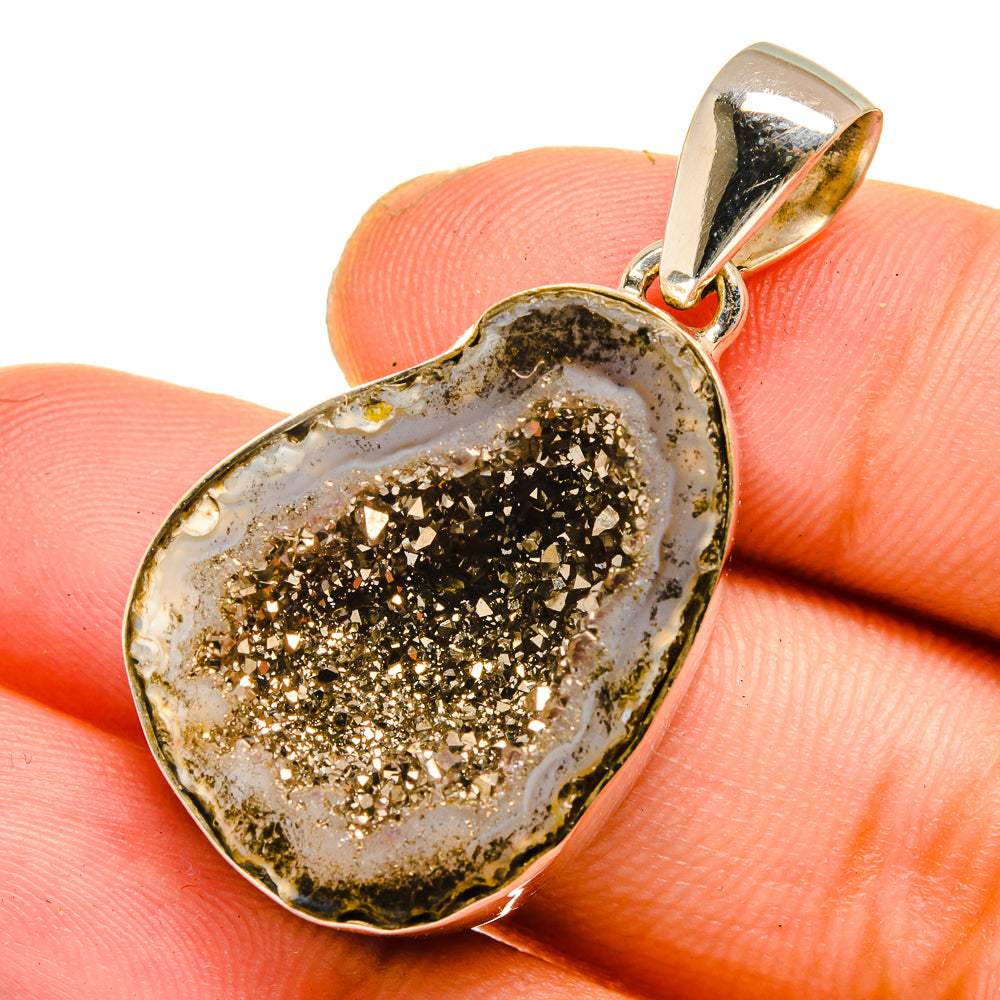 Pyrite Geode Slice Pendants handcrafted by Anasilvercos - PD11013