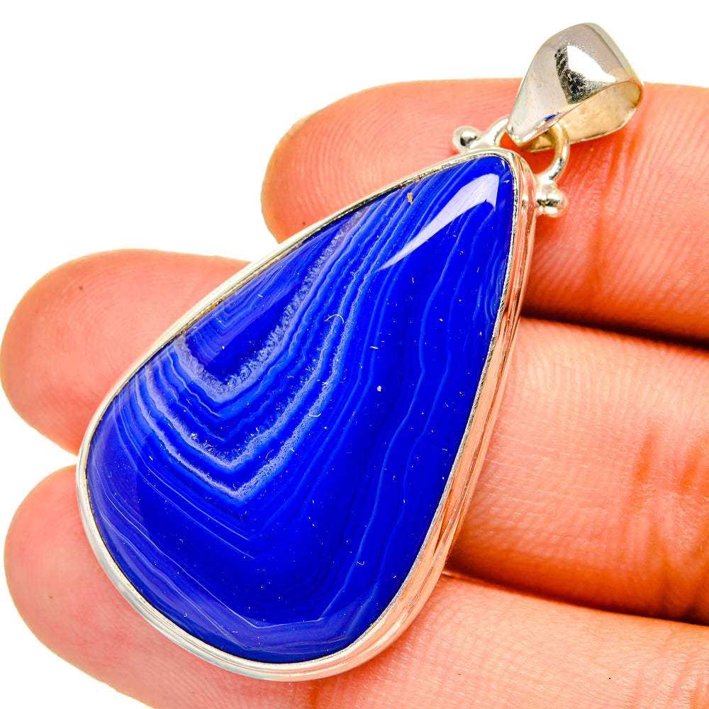 Blue Botswana Agate Pendants handcrafted by Anasilvercos - PD11020