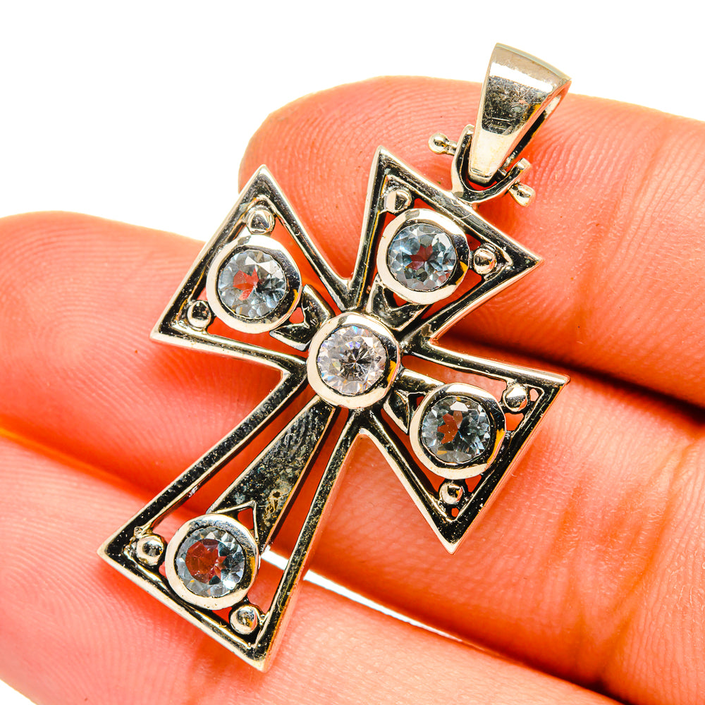 Blue Topaz Pendants handcrafted by Anasilvercos - PD11070