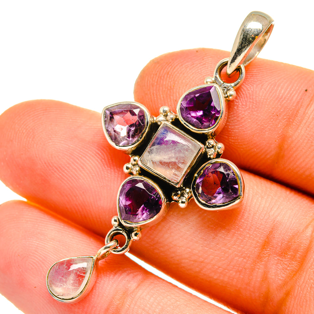 Rainbow Moonstone Pendants handcrafted by Anasilvercos - PD11072