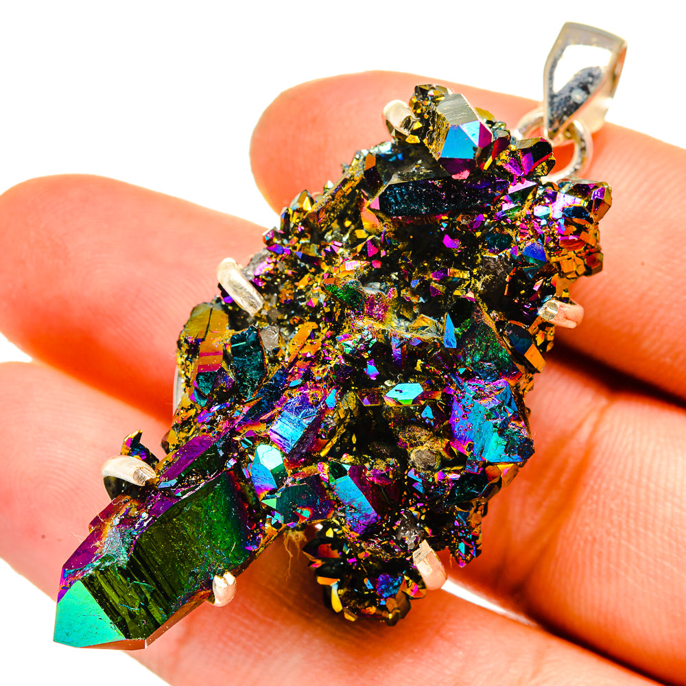 Titanium Sunshine Druzy Pendants handcrafted by Anasilvercos - PD11073