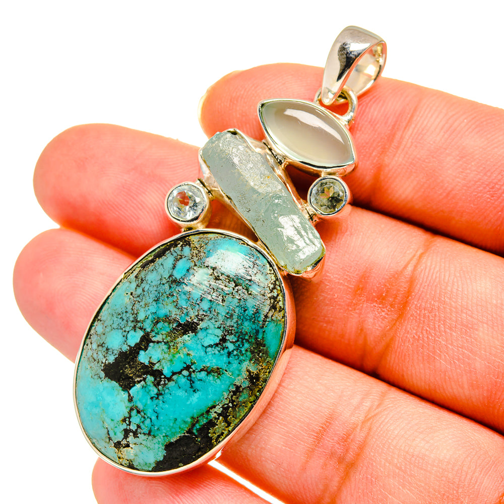 Tibetan Turquoise Pendants handcrafted by Anasilvercos - PD11129