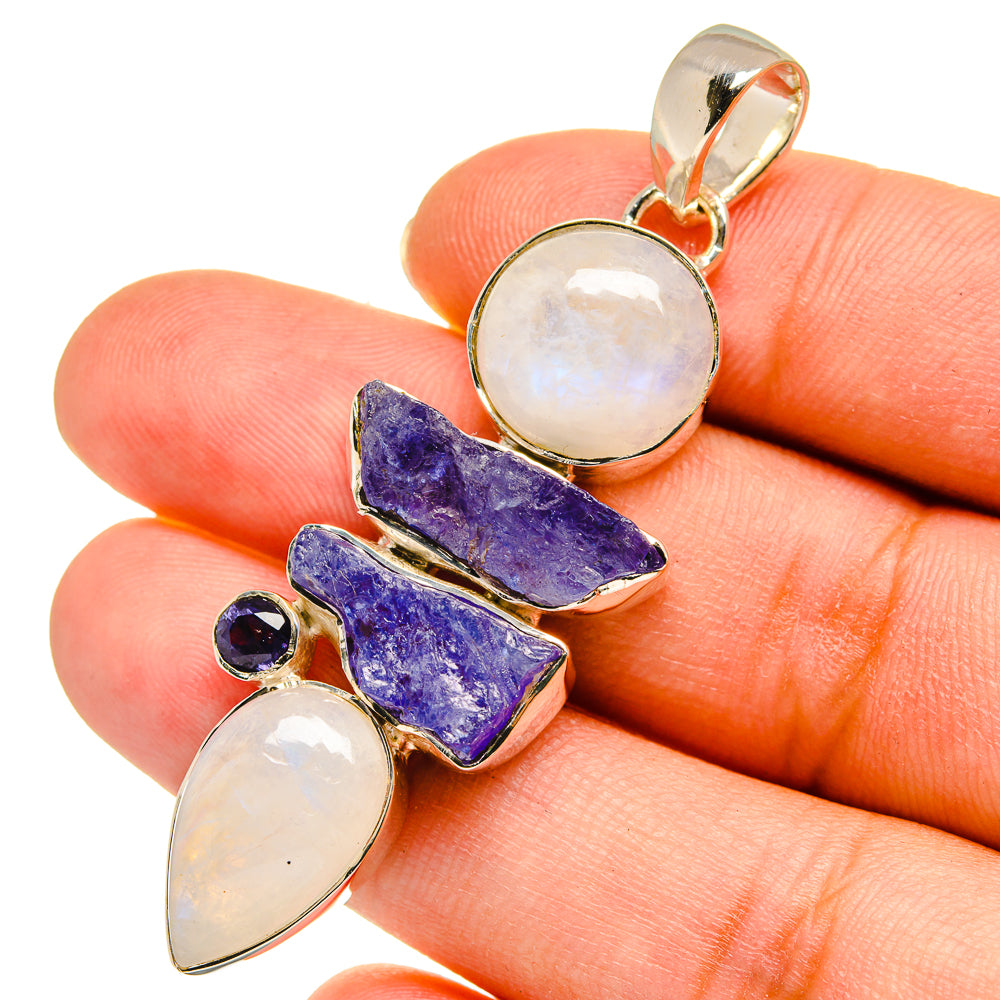 Rainbow Moonstone Pendants handcrafted by Anasilvercos - PD11191