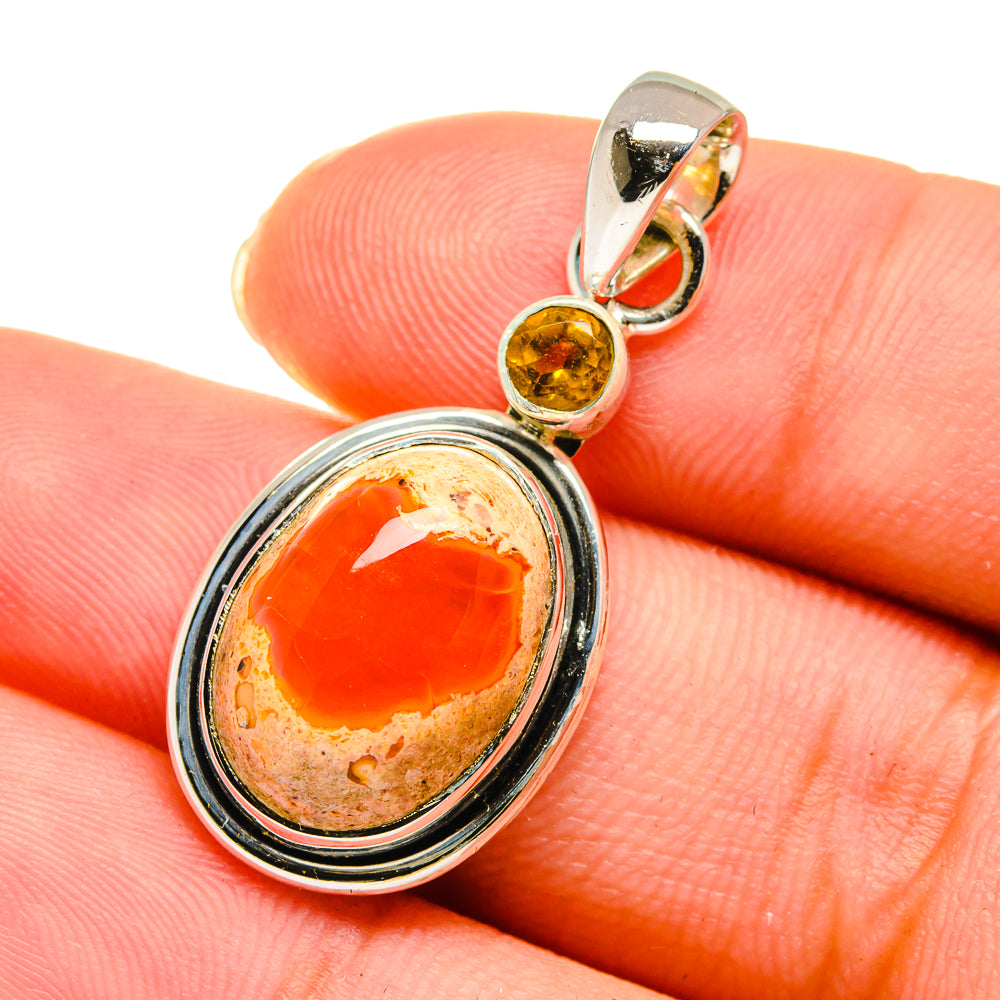 Mexican Fire Opal Pendants handcrafted by Anasilvercos - PD11217