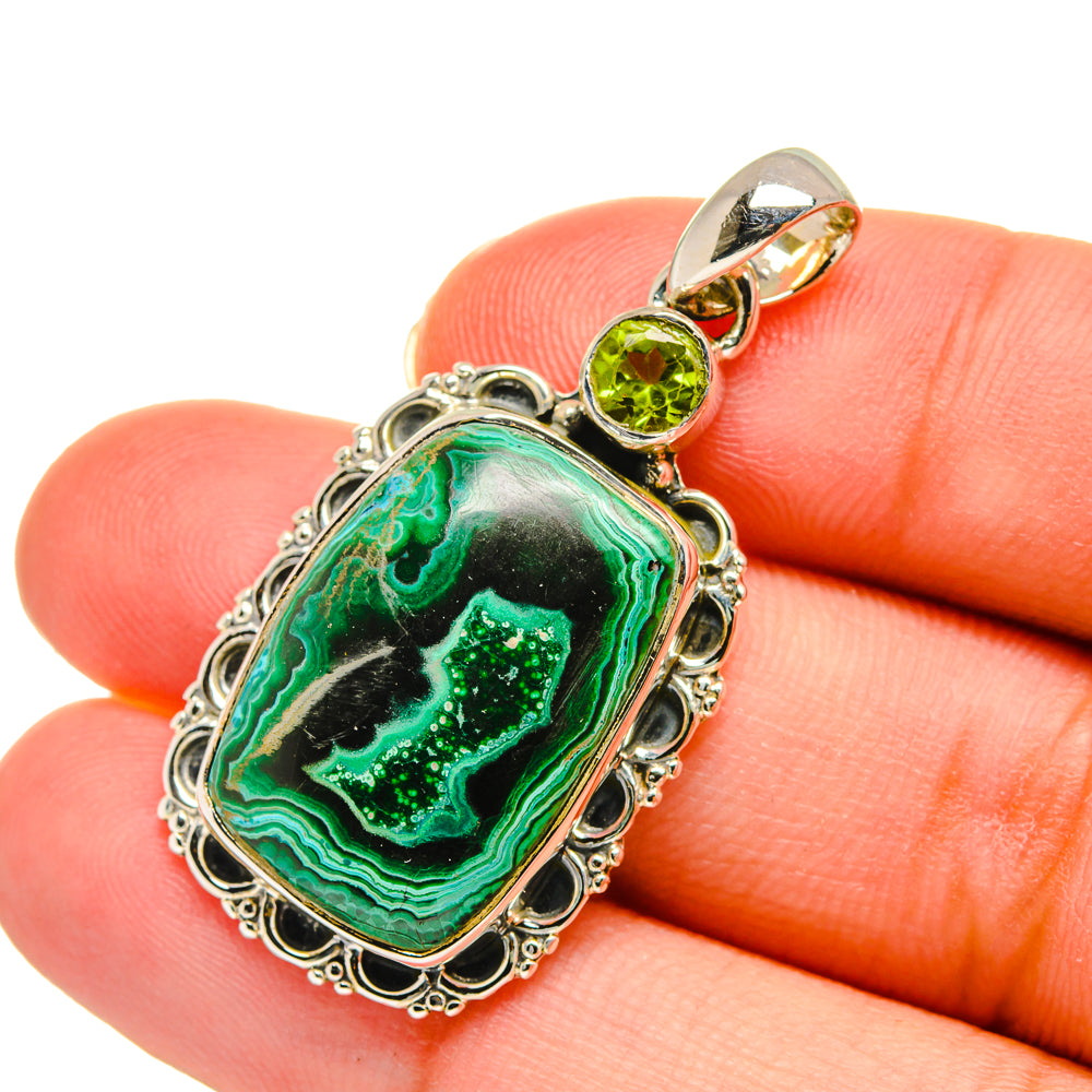 Malachite In Chrysocolla Pendants handcrafted by Anasilvercos - PD11260