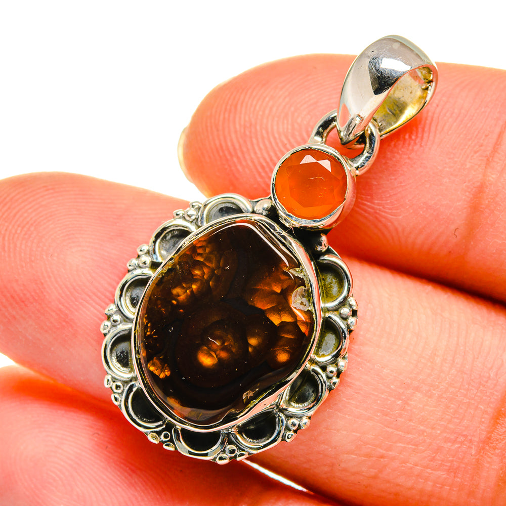 Mexican Fire Agate Pendants handcrafted by Anasilvercos - PD11270