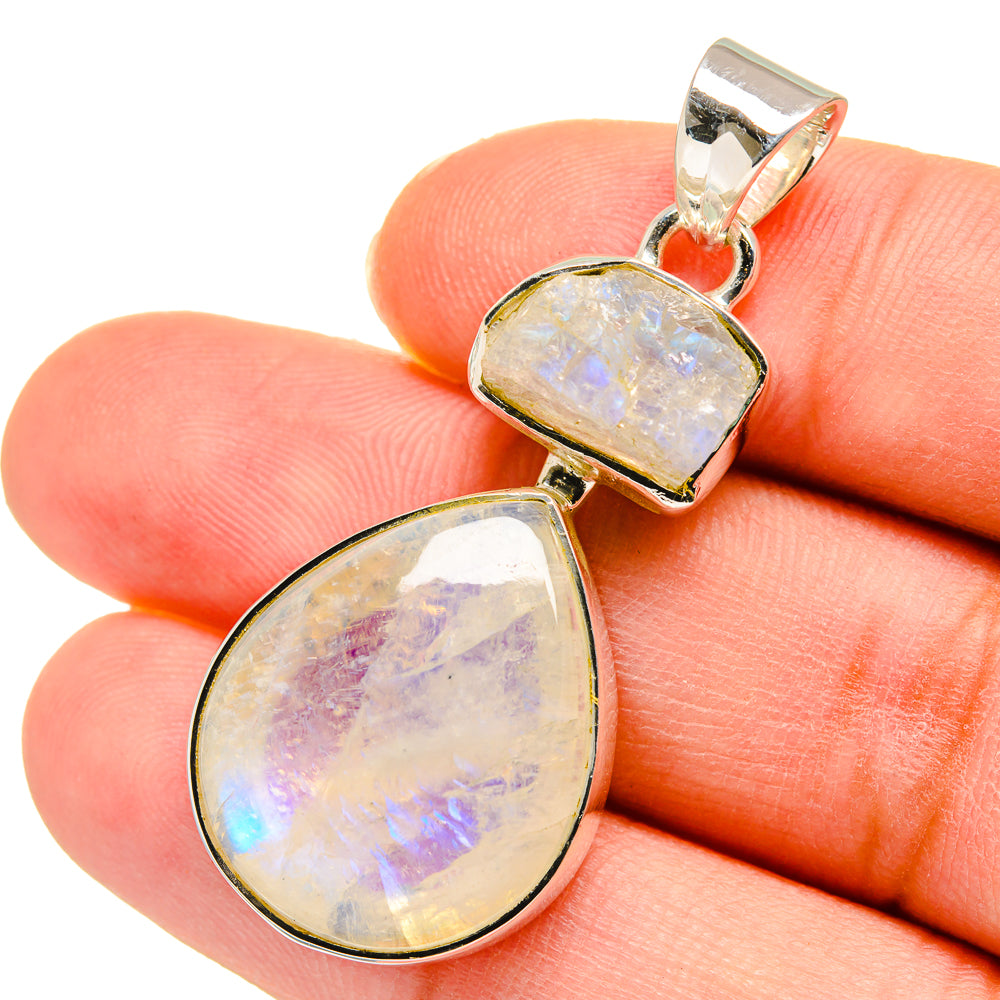 Rainbow Moonstone Pendants handcrafted by Anasilvercos - PD11309
