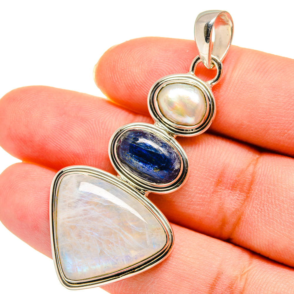 Rainbow Moonstone Pendants handcrafted by Anasilvercos - PD11311