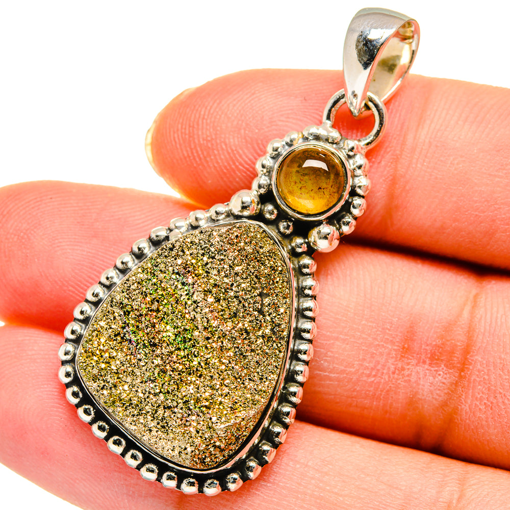 Spectro Pyrite Druzy Pendants handcrafted by Anasilvercos - PD11328