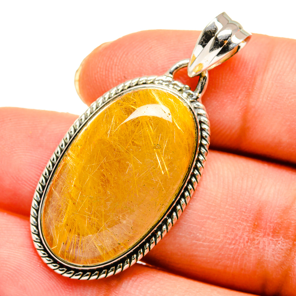 Rutilated Quartz Pendants handcrafted by Anasilvercos - PD11333