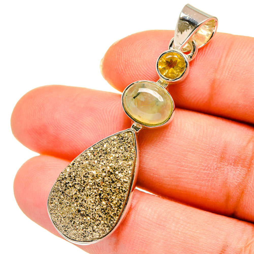 Pyrite Druzy Pendants handcrafted by Anasilvercos - PD11336