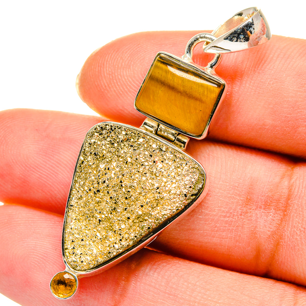 Pyrite Druzy Pendants handcrafted by Anasilvercos - PD11339
