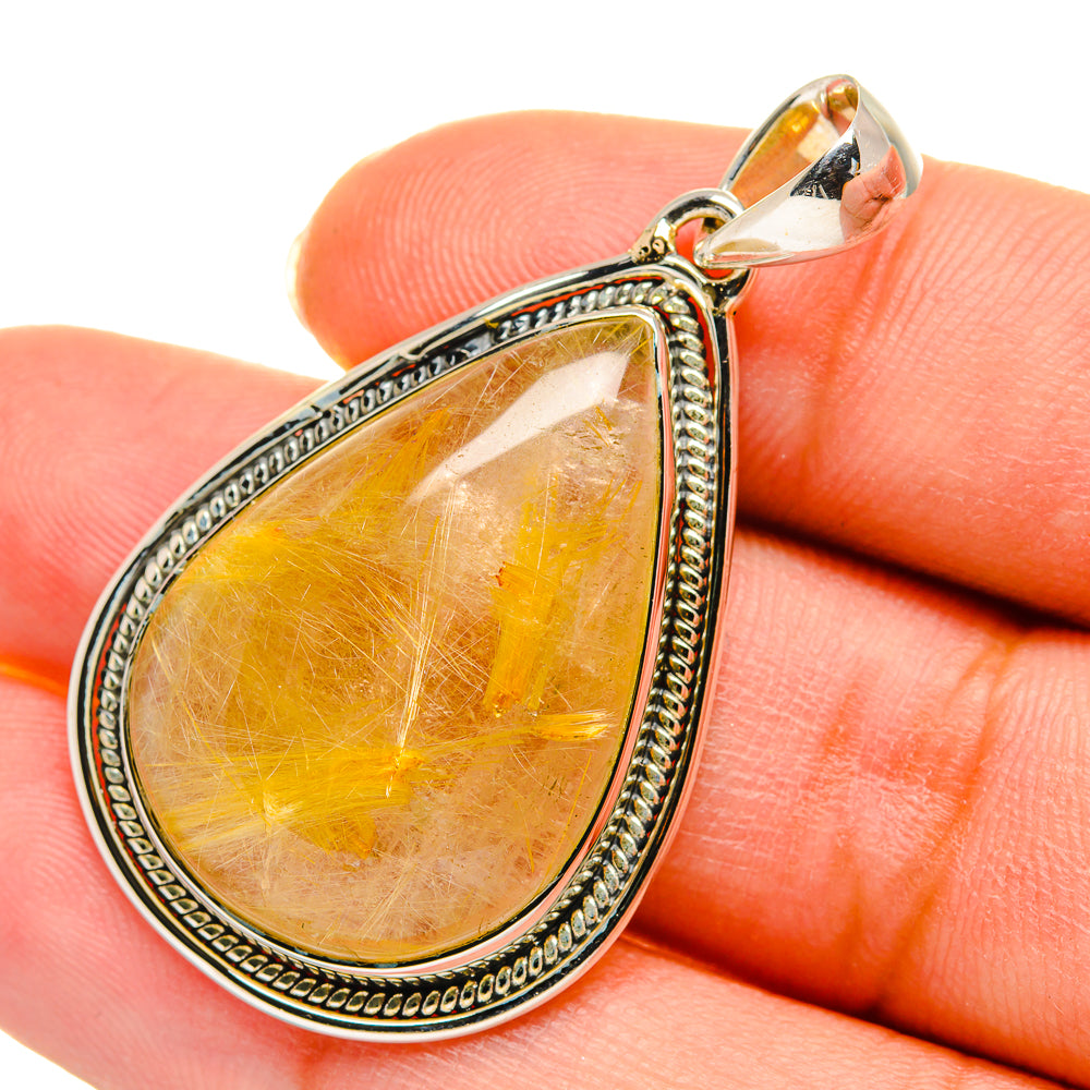 Rutilated Quartz Pendants handcrafted by Anasilvercos - PD11382