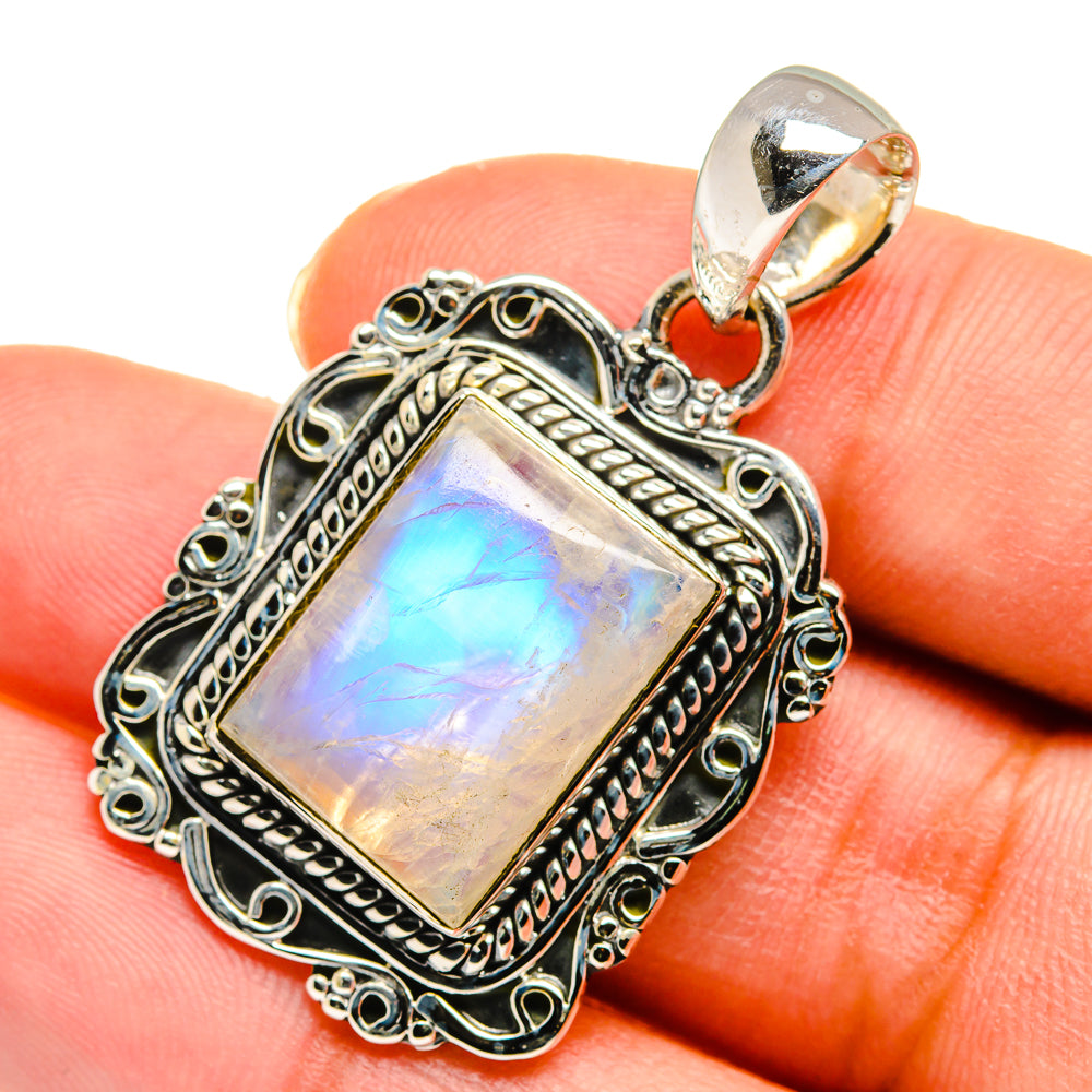 Rainbow Moonstone Pendants handcrafted by Anasilvercos - PD11385
