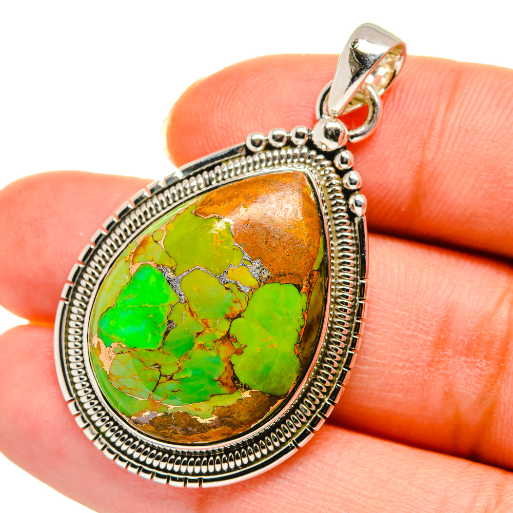 Green Copper Composite Turquoise Pendants handcrafted by Anasilvercos - PD11391