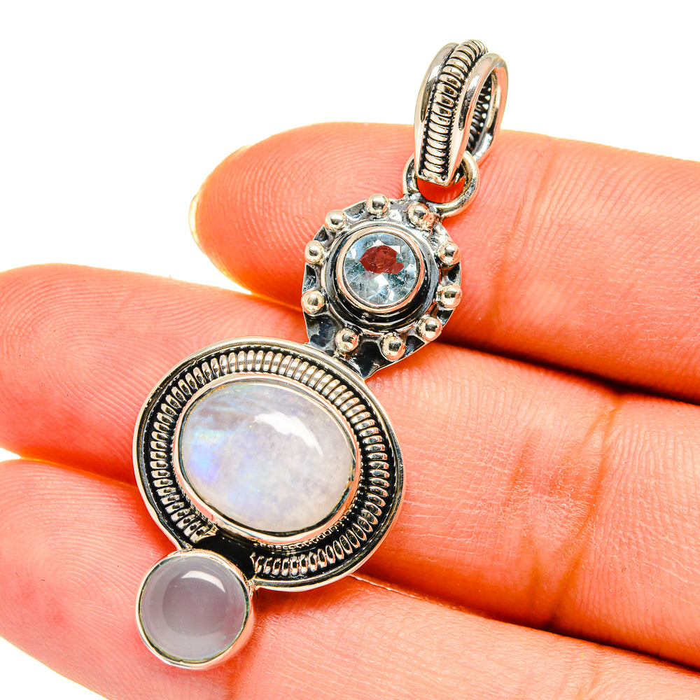 Rainbow Moonstone Pendants handcrafted by Anasilvercos - PD11397