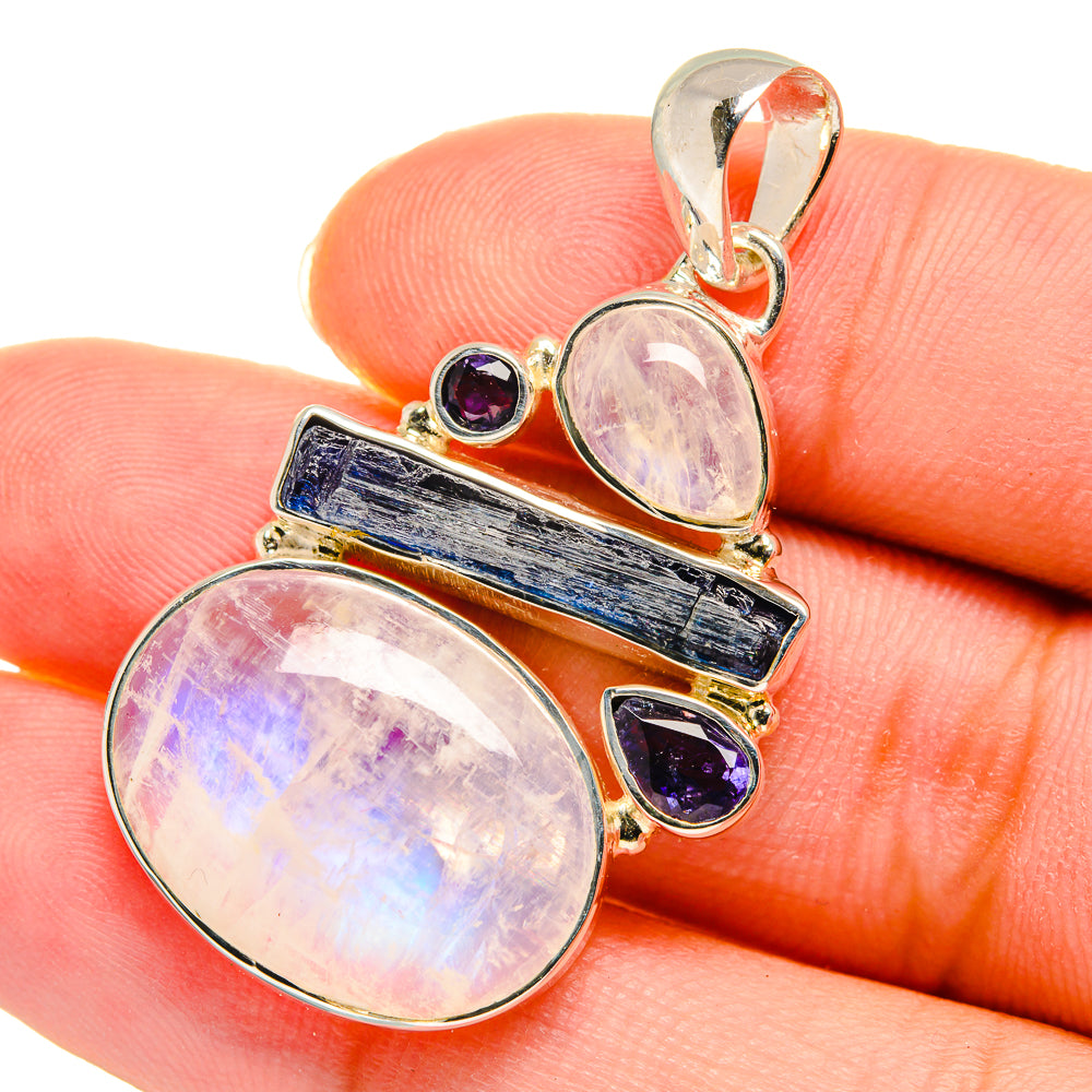 Rainbow Moonstone Pendants handcrafted by Anasilvercos - PD11405