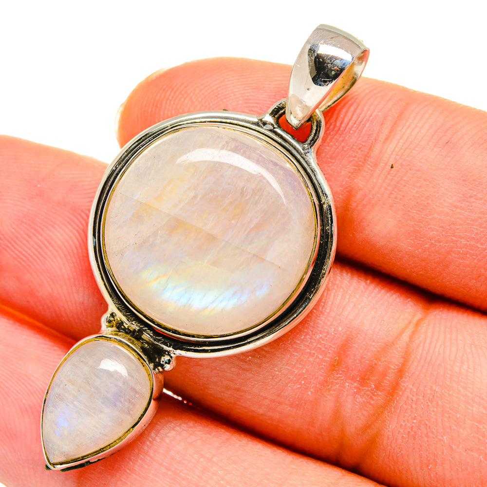 Rainbow Moonstone Pendants handcrafted by Anasilvercos - PD11421