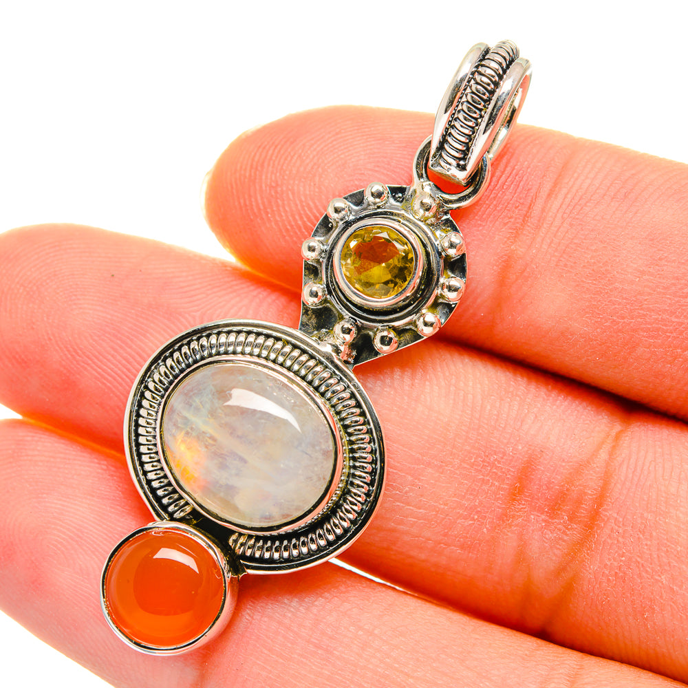 Rainbow Moonstone Pendants handcrafted by Anasilvercos - PD11424