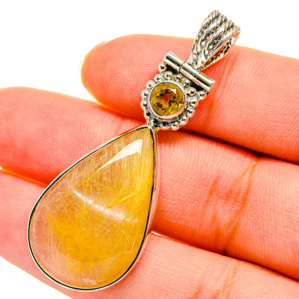 Rutilated Quartz Pendants handcrafted by Anasilvercos - PD11436