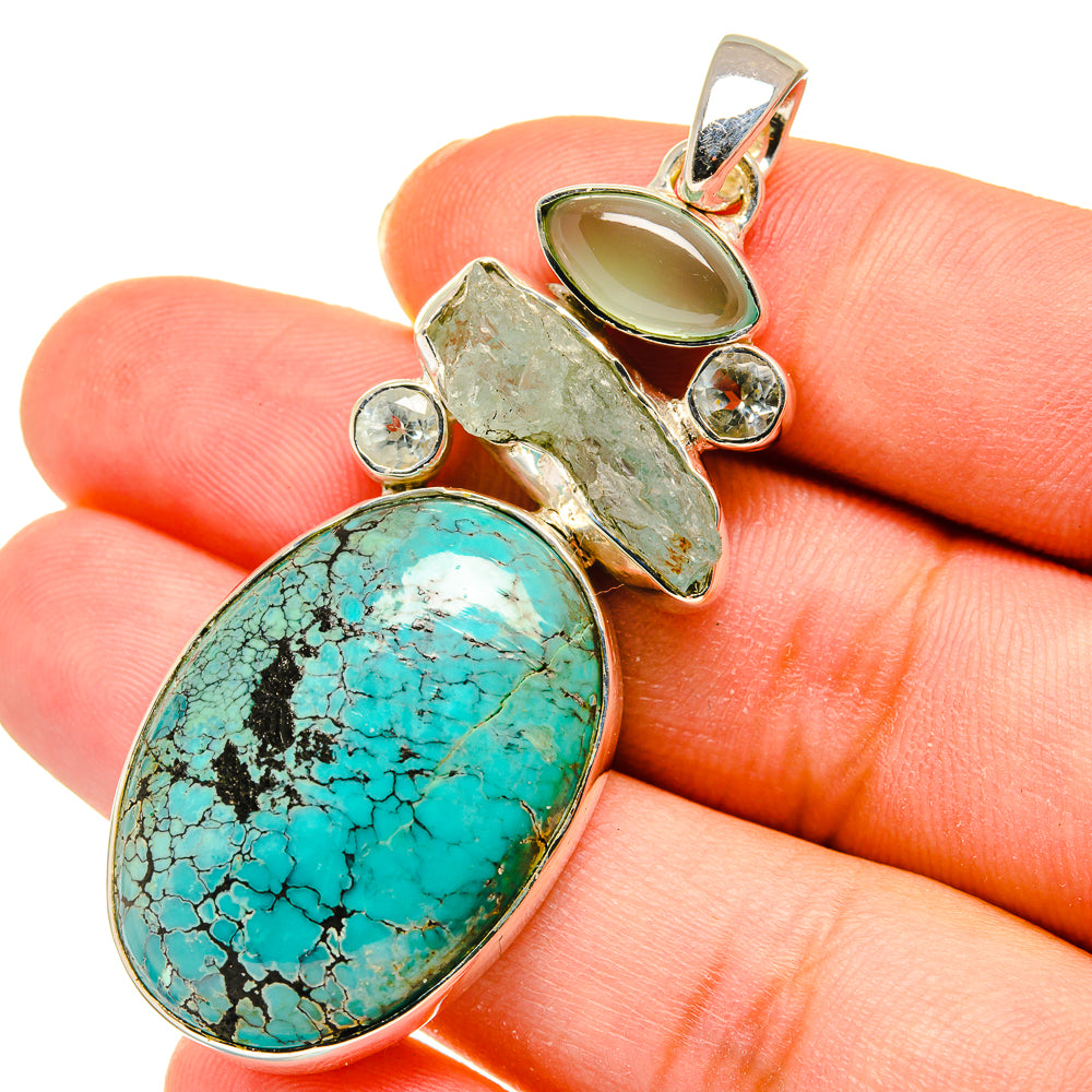 Tibetan Turquoise Pendants handcrafted by Anasilvercos - PD11465