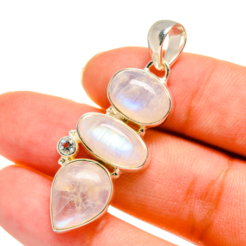 Rainbow Moonstone Pendants handcrafted by Anasilvercos - PD11519