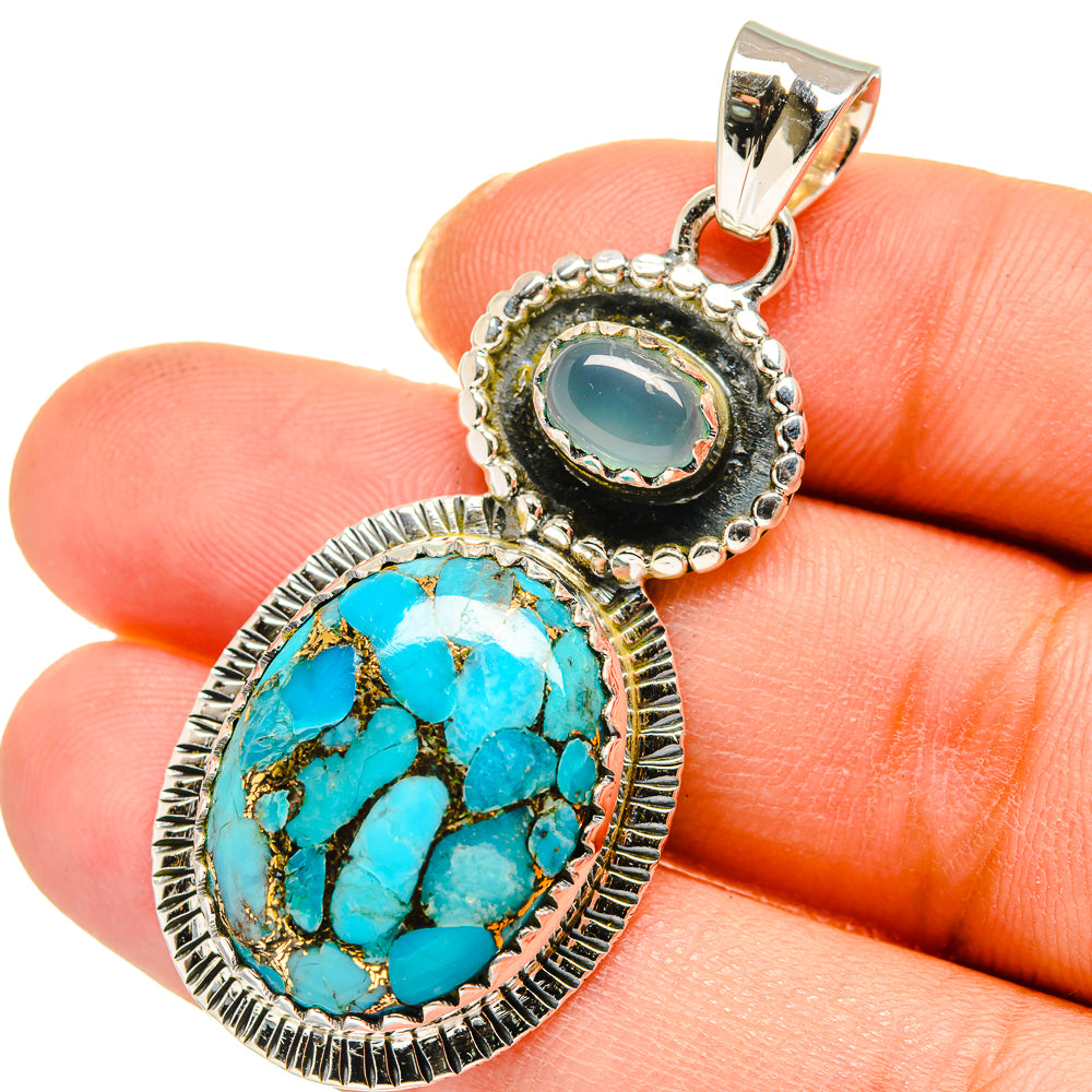 Blue Copper Composite Turquoise Pendants handcrafted by Anasilvercos - PD11553