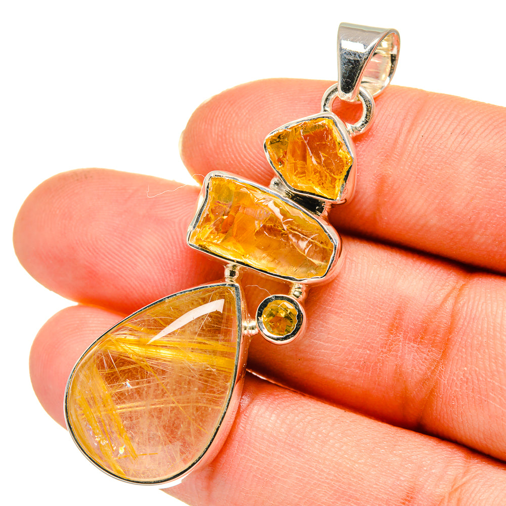 Rutilated Quartz Pendants handcrafted by Anasilvercos - PD11558