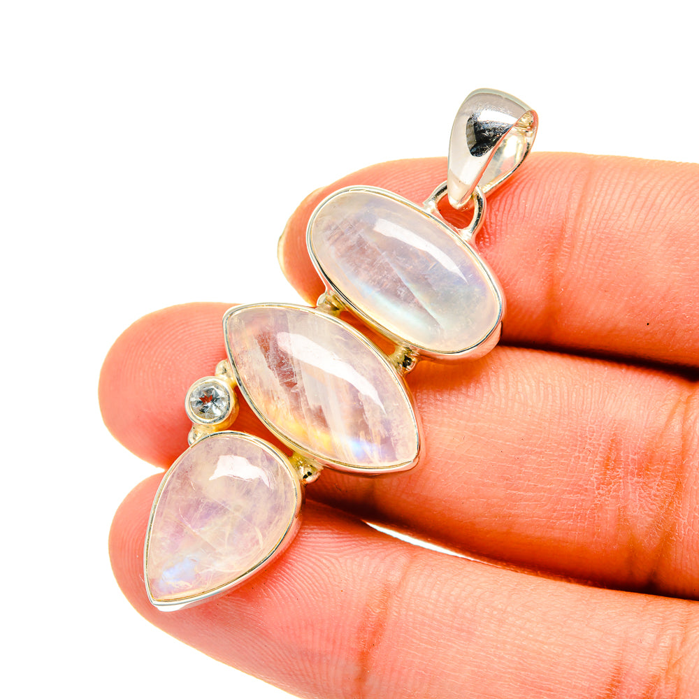 Rainbow Moonstone Pendants handcrafted by Anasilvercos - PD11632