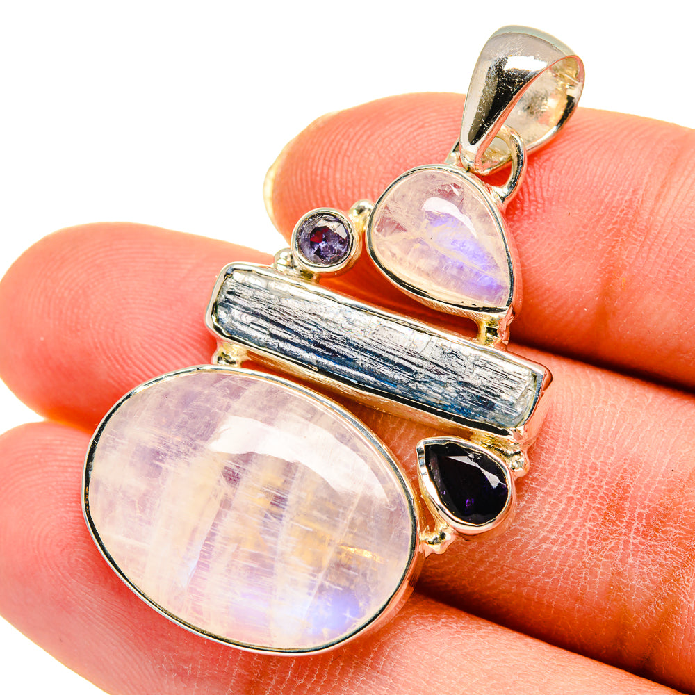 Rainbow Moonstone Pendants handcrafted by Anasilvercos - PD11759