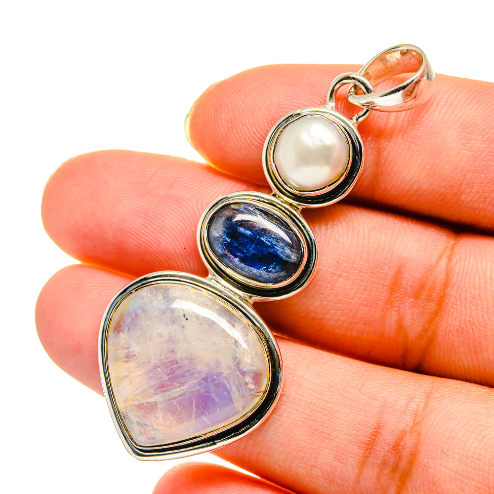 Rainbow Moonstone Pendants handcrafted by Anasilvercos - PD11809