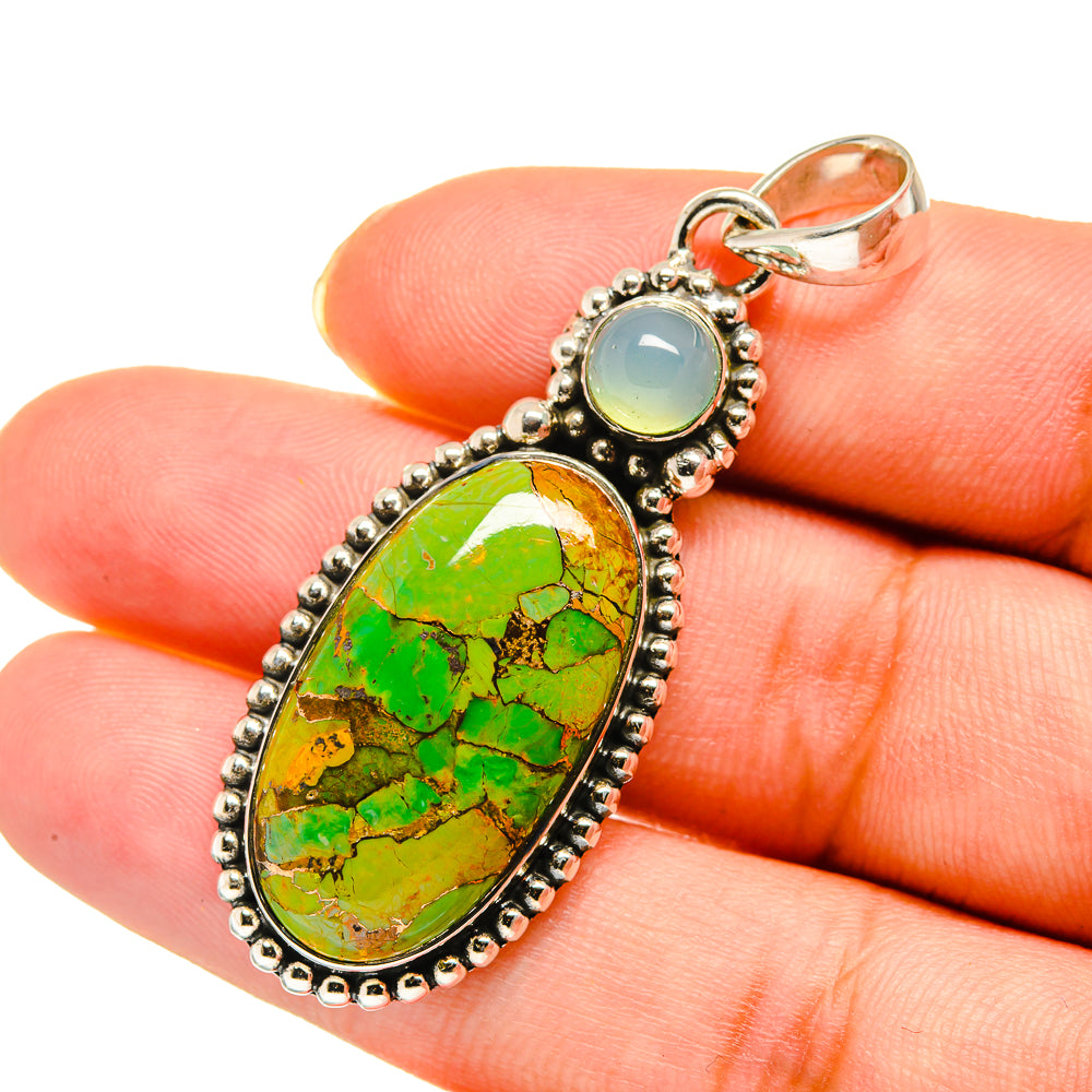Green Copper Composite Turquoise Pendants handcrafted by Anasilvercos - PD11811