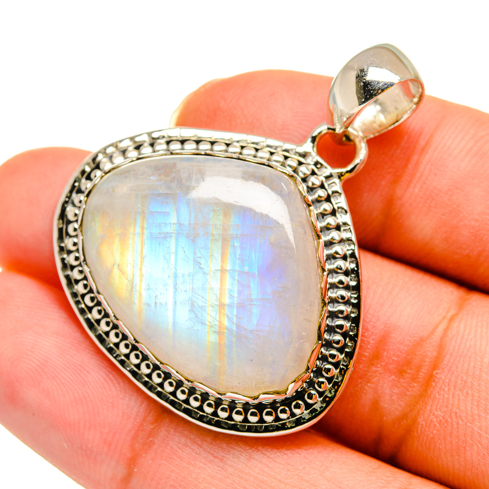 Rainbow Moonstone Pendants handcrafted by Anasilvercos - PD11903
