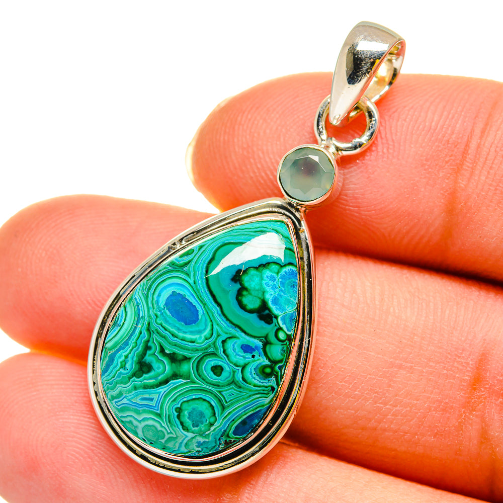 Malachite In Chrysocolla Pendants handcrafted by Anasilvercos - PD11914