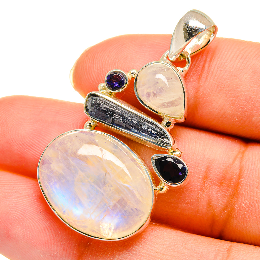 Rainbow Moonstone Pendants handcrafted by Anasilvercos - PD11933