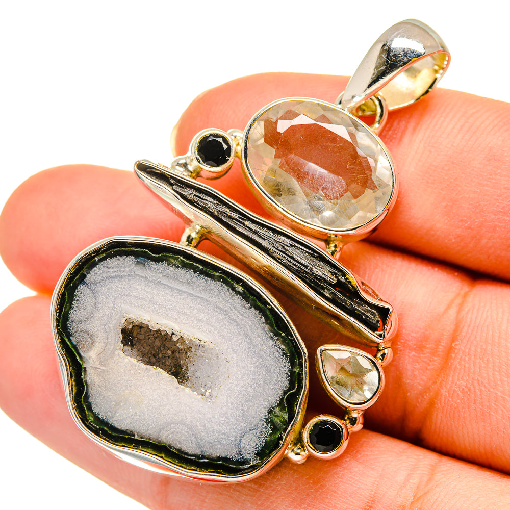 Coconut Geode Slice Pendants handcrafted by Anasilvercos - PD11938