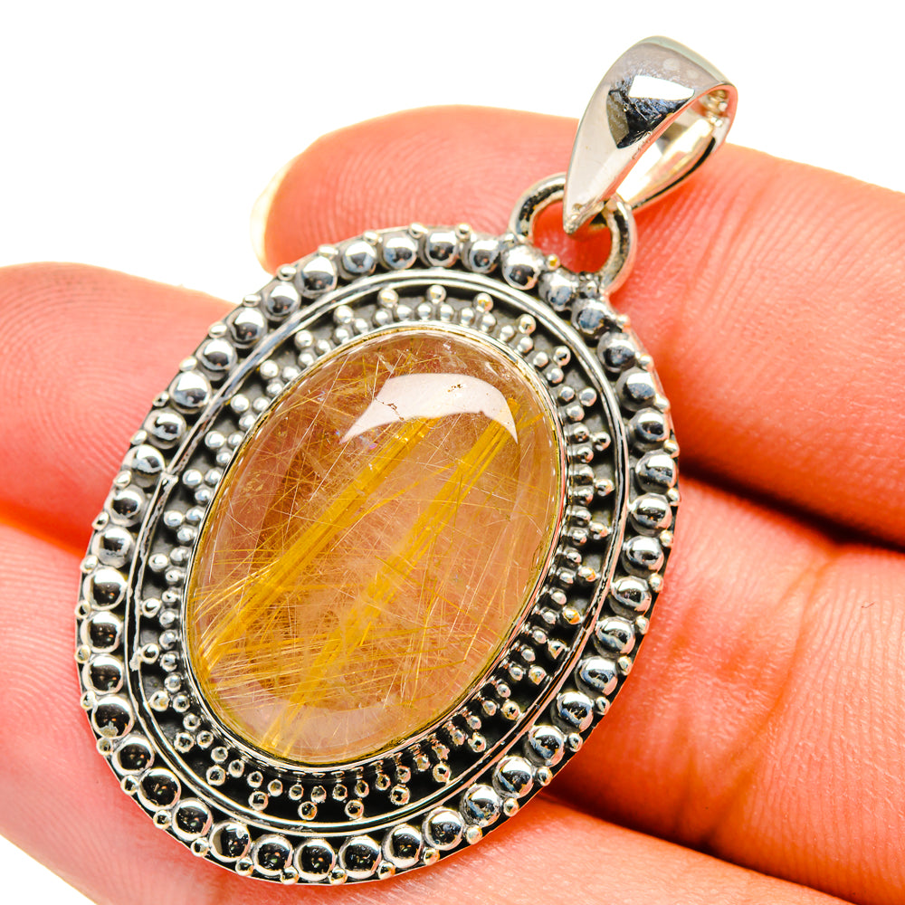 Rutilated Quartz Pendants handcrafted by Anasilvercos - PD12069